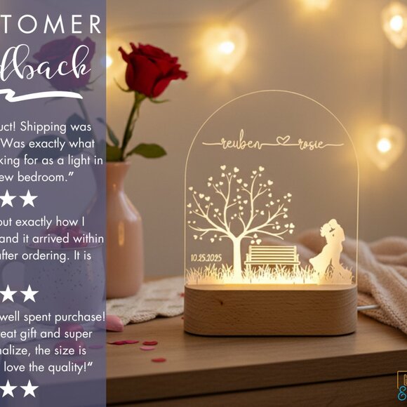 Personalized Loving Couple Night Light – Custom Romantic LED Lamp - Picture 7 of 8